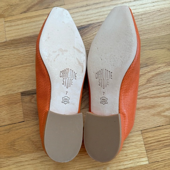 EUC Charlotte Stone CALVIN flats size 7 Tangerine Tejus orange fall - Picture 12 of 12